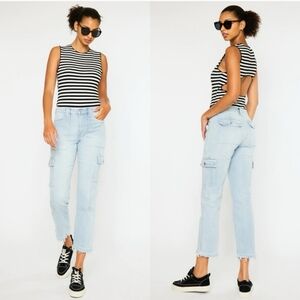 NWT Kancan Felicity High Rise Slim Straight Leg Cargo Jeans 24